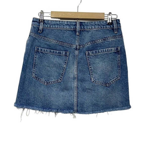 We The Free Denim Front Zip Mini Skirt Size 28 - Picture 2 of 6